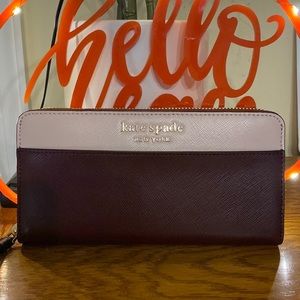 Kate Spade Zipper Wallet - Pink/Burgundy